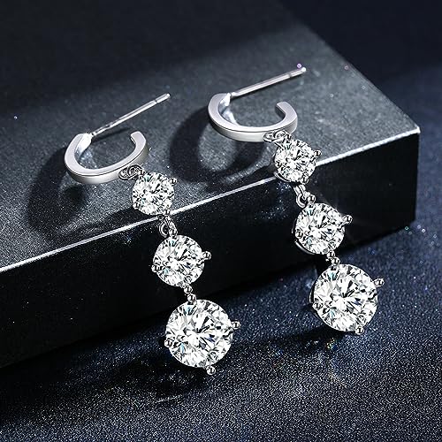 Platinum-Plated Cubic Zirconia Drop Earrings - SBLING