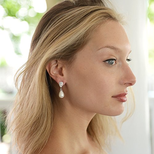 Marvellous Pearl Drop Earrings with CZ Crystals
