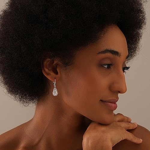925 Silver Celtic Knot Teardrop Dangle Earrings - 33mm
