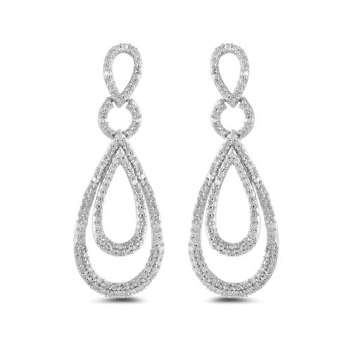 Sterling Silver Diamond Drop Earrings (1/2 cttw)