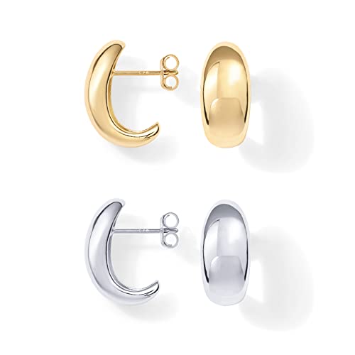 PAVOI 14K Gold Plated Chunky Dome Hoop Earrings
