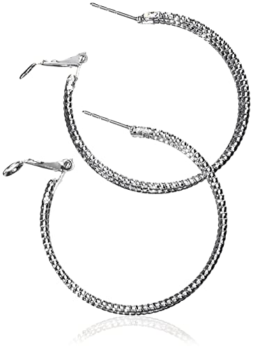 GUESS Silvertone Textured Wire Hoop Earrings