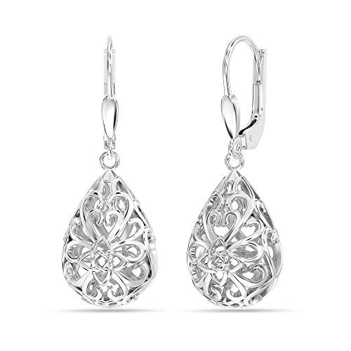 925 Silver Celtic Knot Teardrop Dangle Earrings - 33mm