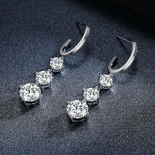 Platinum-Plated Cubic Zirconia Drop Earrings - SBLING