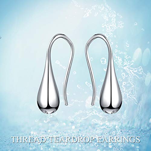 Sterling Silver Teardrop Hoop Dangle Earrings - Christmas Gift