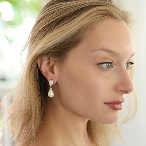 Marvellous Pearl Drop Earrings with CZ Crystals