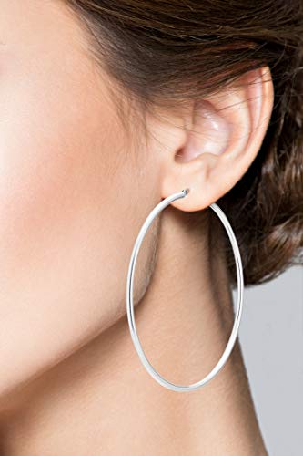 Miabella Italian Sterling Silver High Polished Tube Hoop Earrings