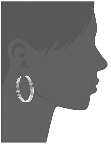 GUESS Silvertone Textured Wire Hoop Earrings