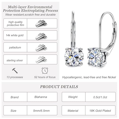 Blahanna Moissanite Dangle Earrings, 1.0-2.0ct Brilliant Round