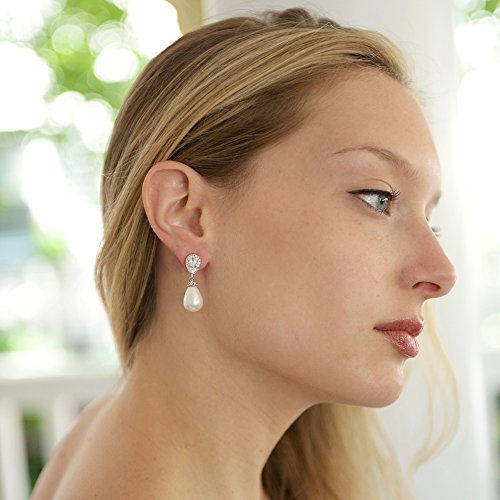 Marvellous Pearl Drop Earrings with CZ Crystals