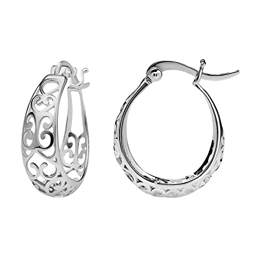 Trendy Sterling Silver Oval Hoop Earrings Gift Women