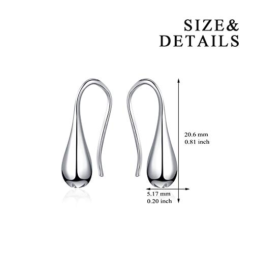 Sterling Silver Teardrop Hoop Dangle Earrings - Christmas Gift
