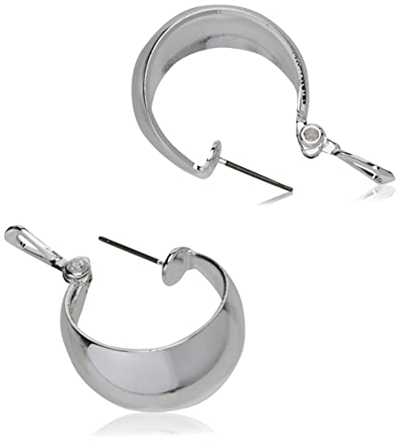 Silver Anne Klein Medium Band Hoop Earrings