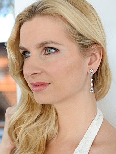 Mariell CZ Crystal Dangle Bridal Earrings, 2 Inches