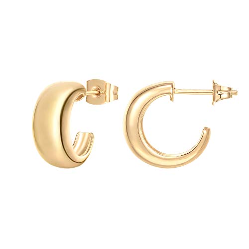 18K Yellow Gold Vermeil Sterling Silver Huggie Hoop