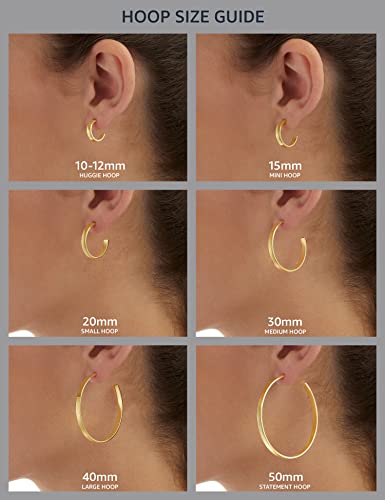 Sterling Silver Lightweight Paddle Back Hoop Earrings