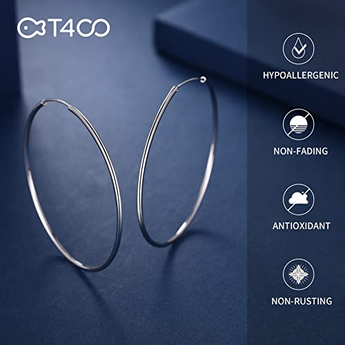 925 Sterling Silver Medium Thin Lightweight 45mm Hoop Earrings