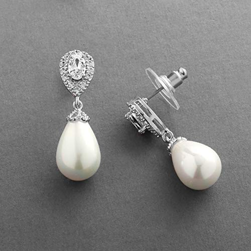 Marvellous Pearl Drop Earrings with CZ Crystals