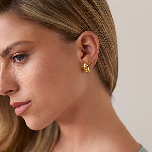 PAVOI 14K Gold Plated Chunky Dome Hoop Earrings