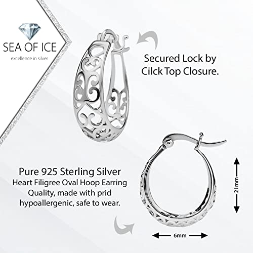 Trendy Sterling Silver Oval Hoop Earrings Gift Women