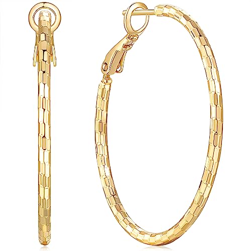 Degerde 14K Gold Sparkling Hoop Earrings for Women
