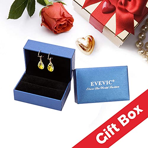 Red Austrian Crystal Teardrop Dangle Earrings 14K Gold