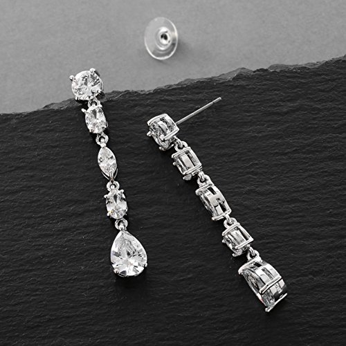 Mariell CZ Crystal Dangle Bridal Earrings, 2 Inches
