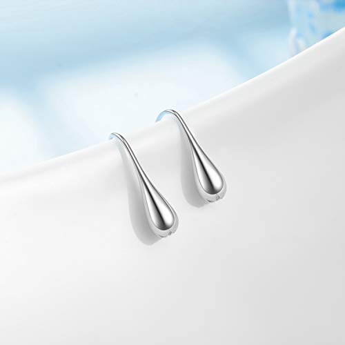 Sterling Silver Teardrop Hoop Dangle Earrings - Christmas Gift