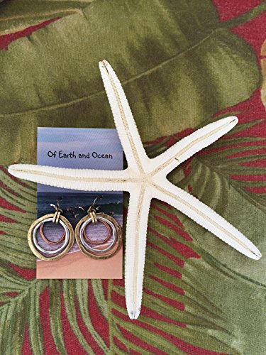 Sunrise Tricolor Dangle Earrings - Burnished Circles, Copper