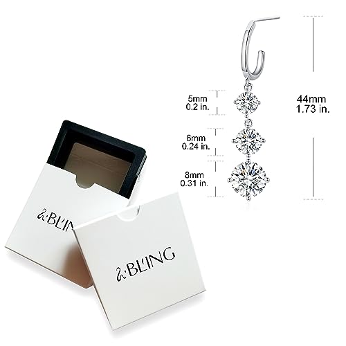 Platinum-Plated Cubic Zirconia Drop Earrings - SBLING