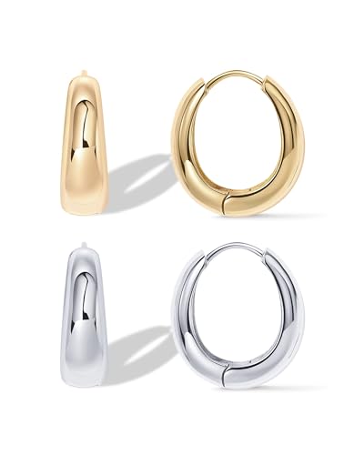 PAVOI 14K Yellow Gold Plated Hoops Earrings Set