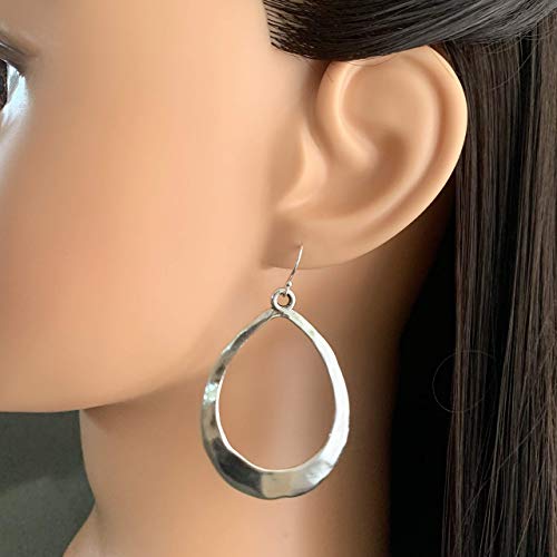 Bohemian Teardrop Hoop Sterling Silver Earrings for Statement