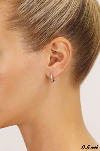 14k White Gold Hand Engraved Round Hoop Earrings