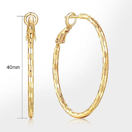 Degerde 14K Gold Sparkling Hoop Earrings for Women
