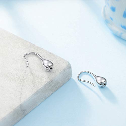 Sterling Silver Teardrop Hoop Dangle Earrings - Christmas Gift