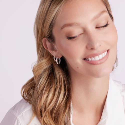 JTV Cubic Zirconia Silver Hoop Earrings Set
