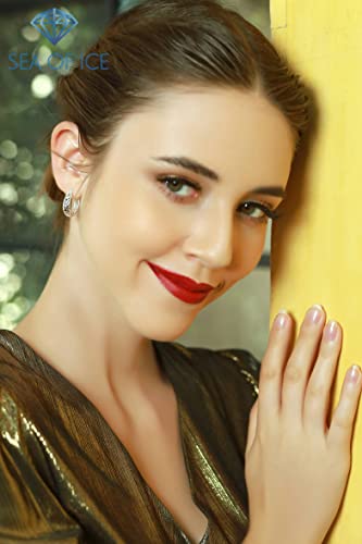 Trendy Sterling Silver Oval Hoop Earrings Gift Women