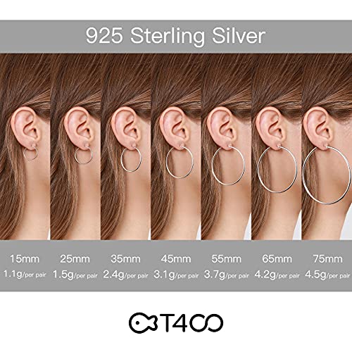 925 Sterling Silver Medium Thin Lightweight 45mm Hoop Earrings