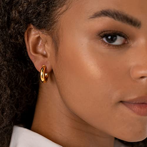 PAVOI 14K Gold Plated Chunky Open Hoop Earrings