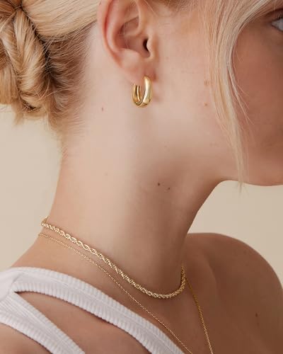 PAVOI 14K Yellow Gold Plated Hoops Earrings Set