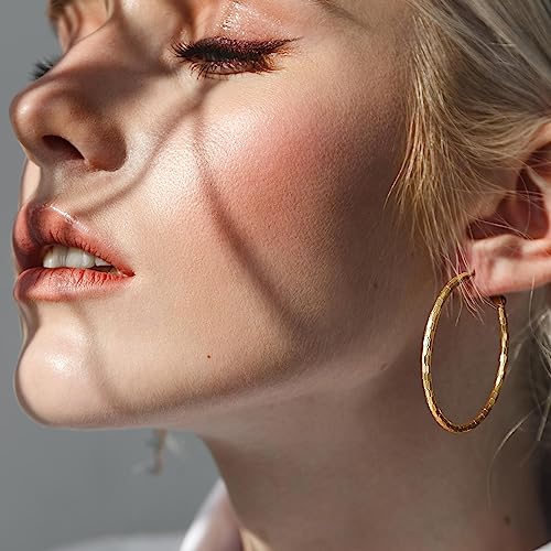 Degerde 14K Gold Sparkling Hoop Earrings for Women