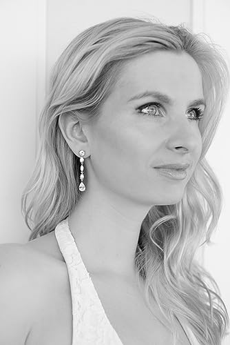 Mariell CZ Crystal Dangle Bridal Earrings, 2 Inches