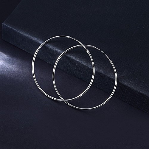 925 Sterling Silver Medium Thin Lightweight 45mm Hoop Earrings
