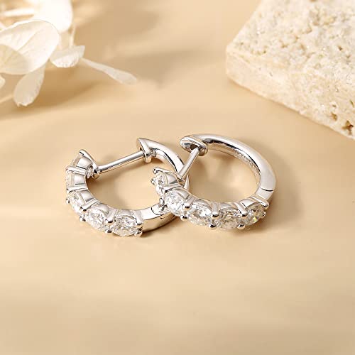2.0ct D Color Moissanite Hoop Earrings White Gold