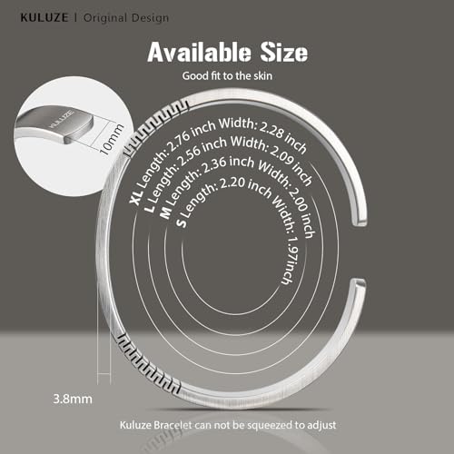 KULUZE Mens Bracelet | Pure Titanium Minimalist Bracelet Designed for Men | Springy Mens Cuff Bracelet | 10MM Wide Bracelet | Gift for Him