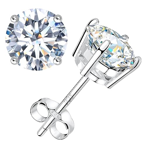 BREN 1ct D Color VVS1 Round Cut Moissanite Earrings