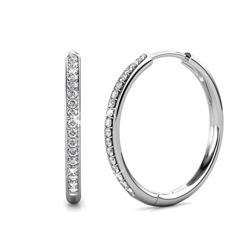 Bianca 18k White Gold Plated Swarovski Hoop Earrings