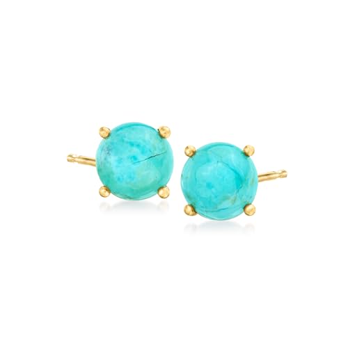 18kt Gold Over Sterling Turquoise Stud Earrings by Ross-Simons