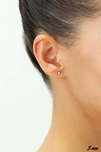 14k White Gold Ball Stud Earrings (3mm) Secure