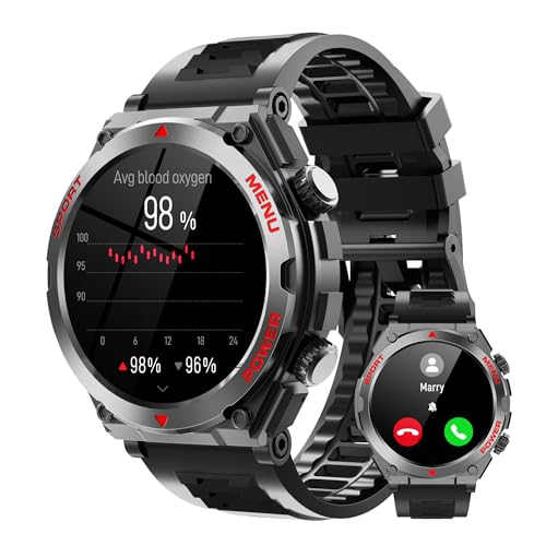 1.52-Inch Touch Screen Military Smartwatch for Men and Women
